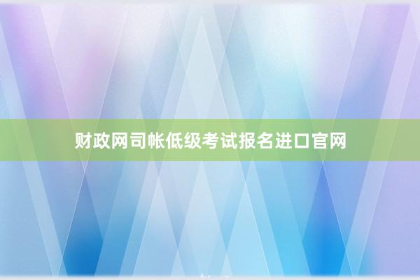 财政网司帐低级考试报名进口官网